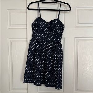 Polka Dot Spaghetti Strap Dress - Blue and White